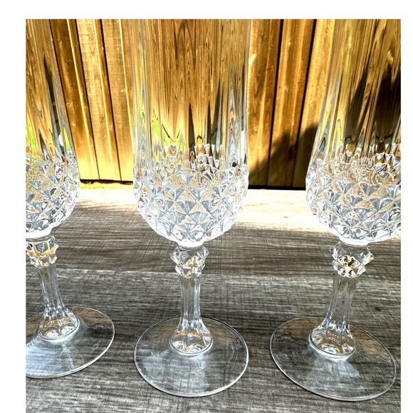 Cristral D'Arques Longchamp Crystal Champagne Flutes Made in France-Set of 3 - Picture 2 of 6